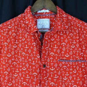On The Road Red Buttondown Red w/ White Anchors